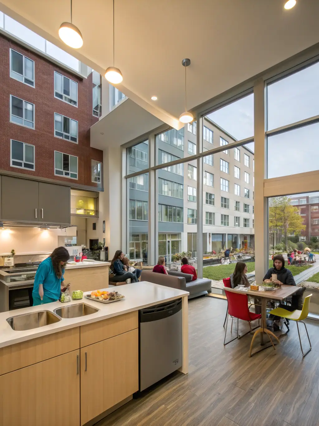 A group of friends visiting a shared apartment, illustrating the importance of guest policies.